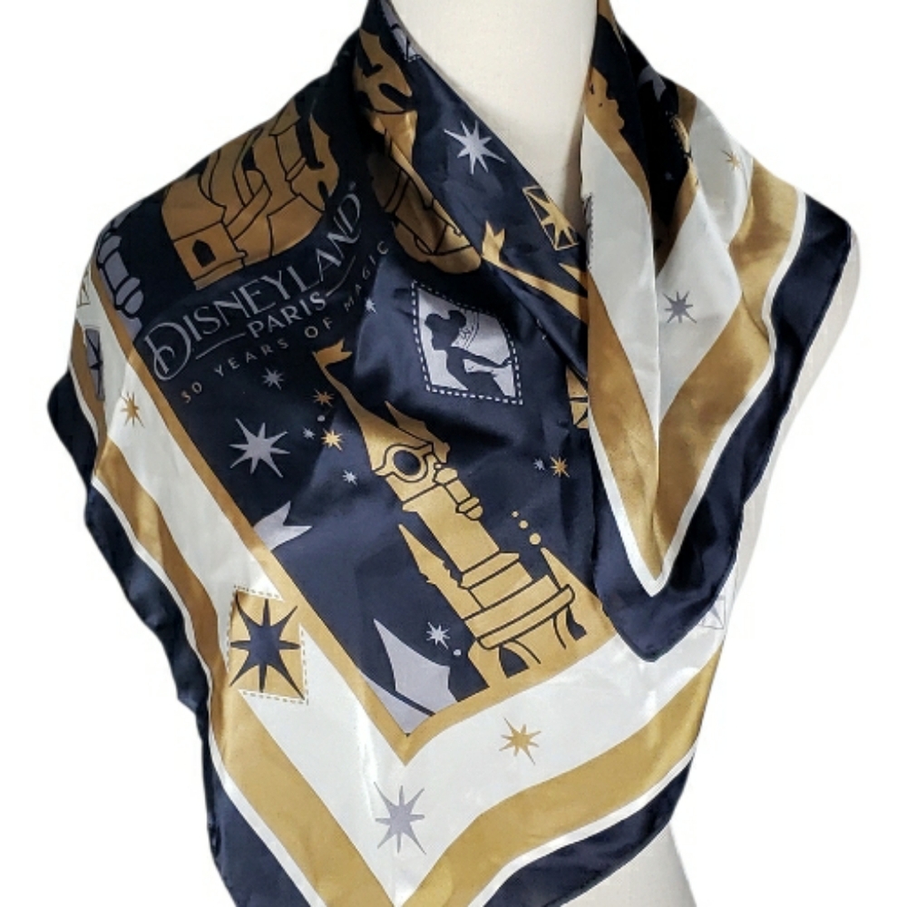 Disney 30th Paris Years Magic France Anneversary Silk Square Scarf Tinkerbell